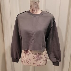 Amazhiyu Gray Women's Cropped Sweatshirt